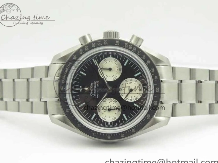 1225 ComfortFit Speedmaster SS “Speedy Tuesday” OMF Best Edition Black Dial on SS Bracelet Manual Winding Chrono Movement 7994